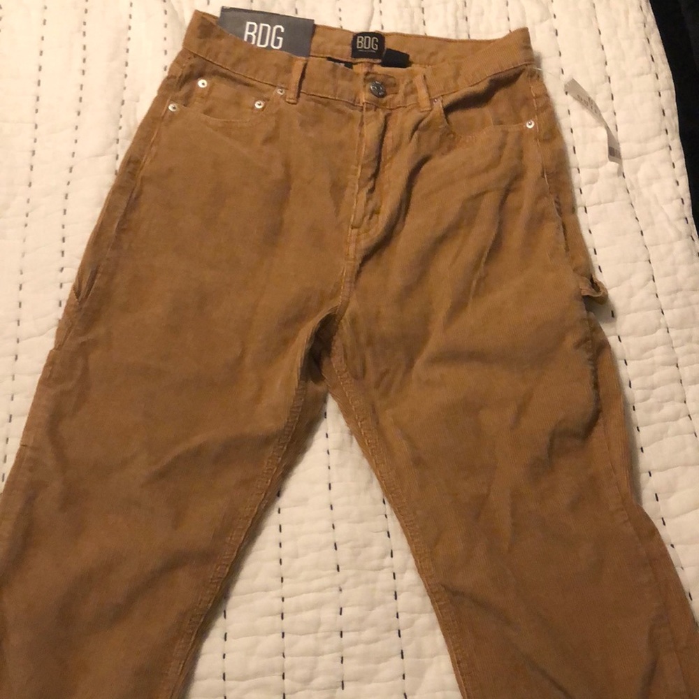 Slim-Straight Brown Corduroy Pants - Size: 29